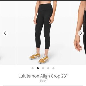 Lululemon Align Black High Rise Cropped Leggings 23” Sz 4